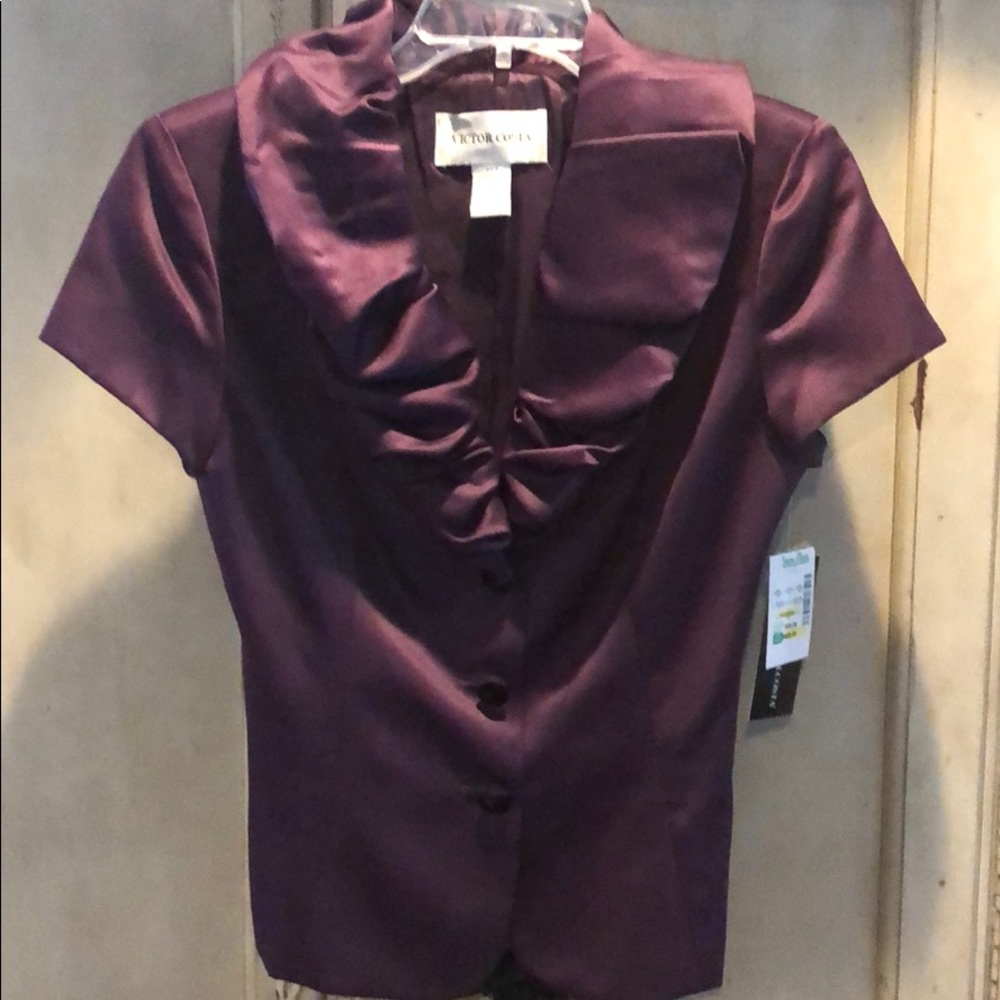 Victor Costa eggplant satin dress top
